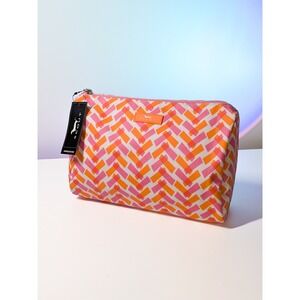 SCOUT Packin' Heat Cosmetic Bag NWT Pink Orange Chevron Waterproof Vacation Trip